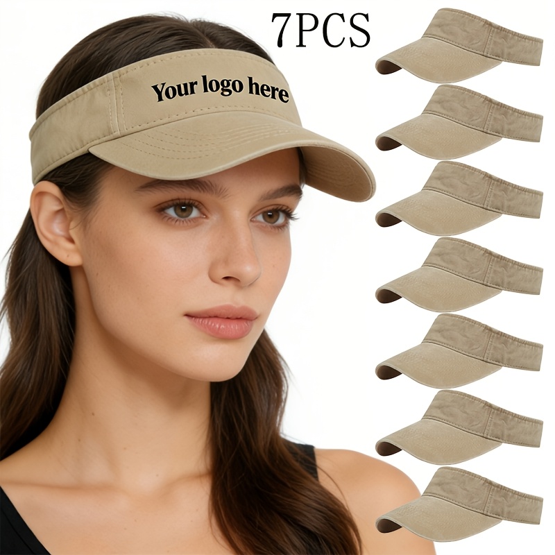 7pcs Bulk Pack Custom Logo/Text Visor Hats for Summer