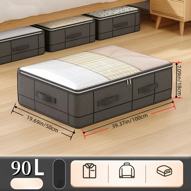TEMU Extra-large Capacity Storage Bags For Under The Bed, Featuring Durable Handles On Sides, A Transparent Window, And A Portable Design. Spacious