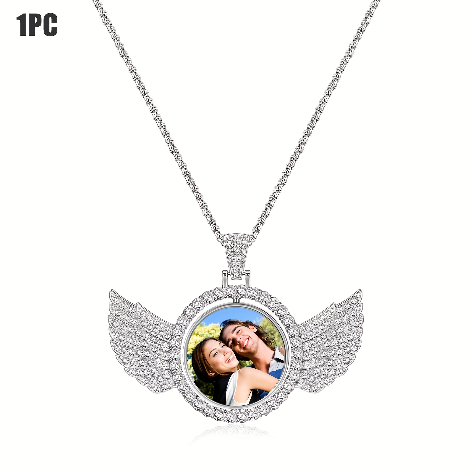 TEMU Hyperfold Double Side Custom Photo Necklace Personalized Customized Picture Memorial Keepsake Gift -dad, Mom, Wife, Daughter, Or Friend -