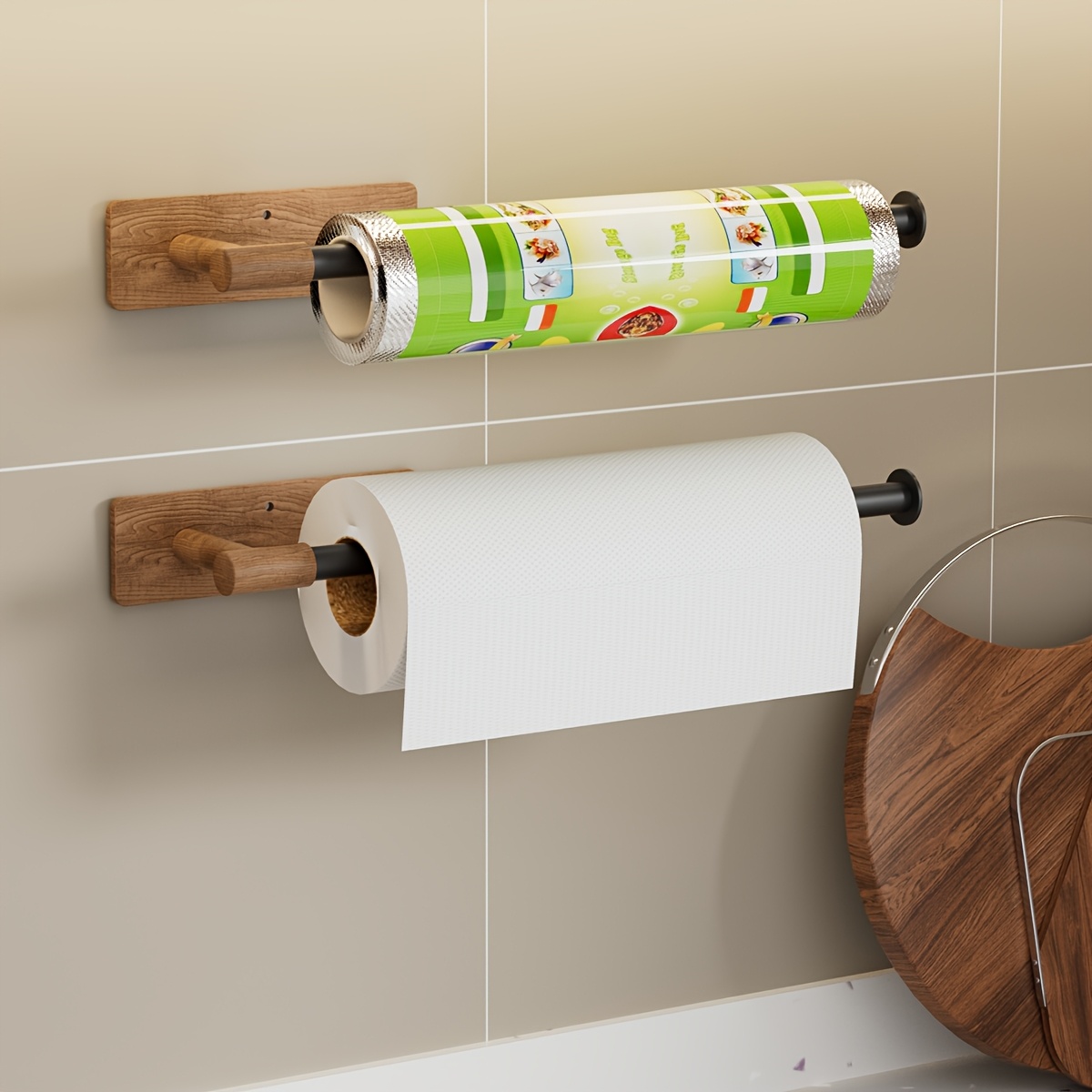 1pc tissue and towel holder wall mount plastic and iron storage rack for bathroom and kitchen self     and storage accessories Product details 6
