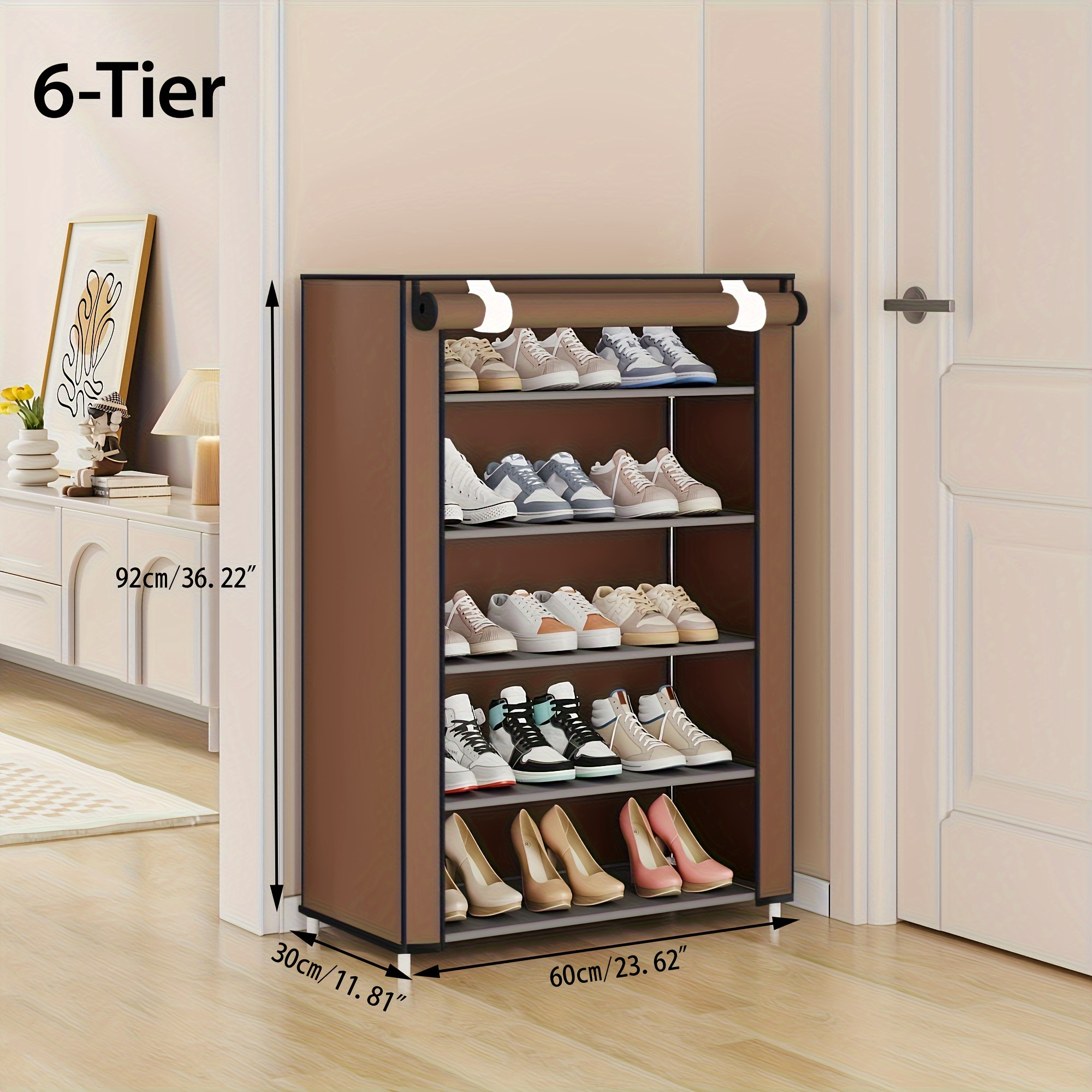 6 Tier Shoe Rack with Dustproof hot Cover Shoe Shelf Storage Organizer Cabinet