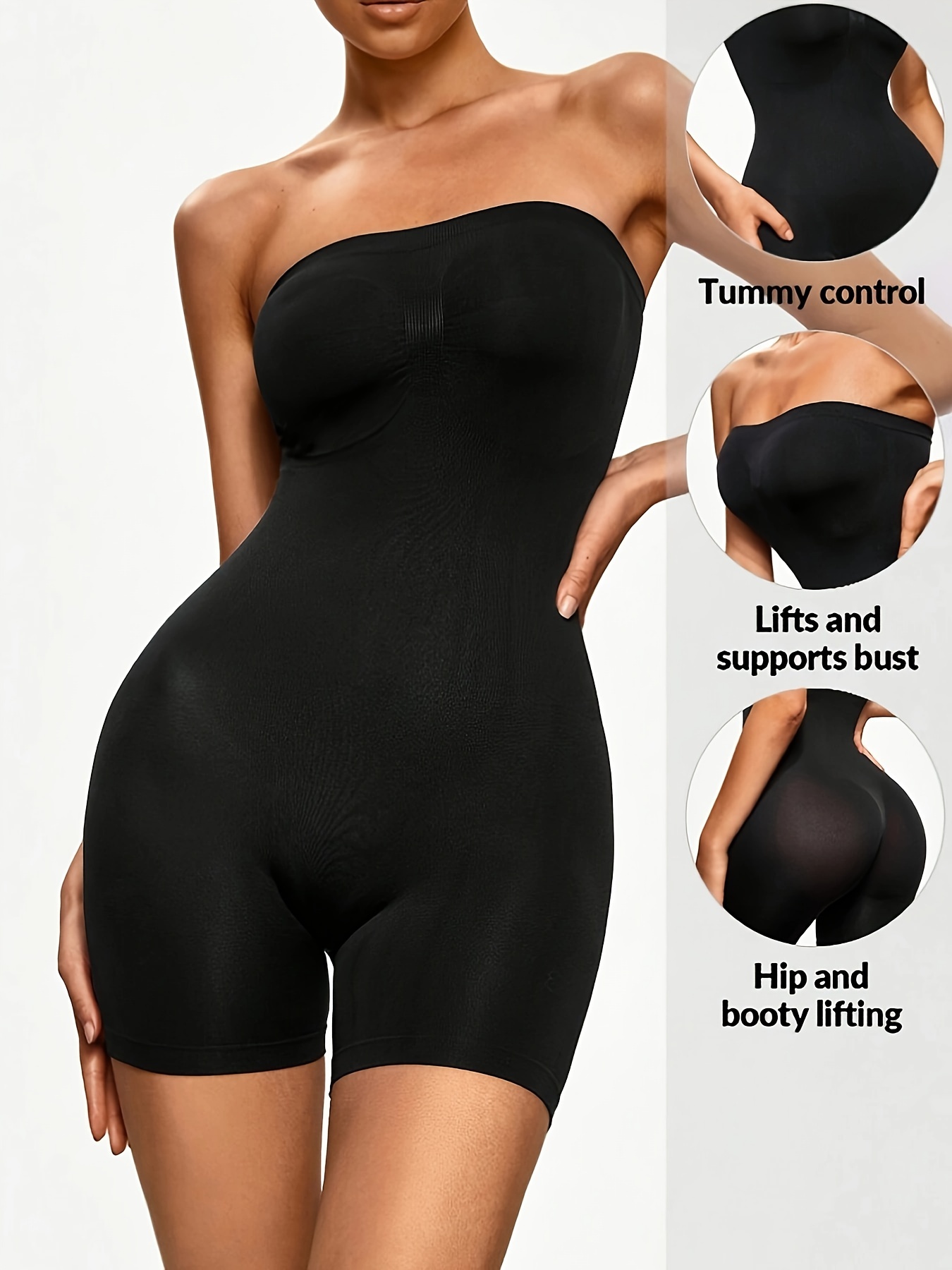 Seamless Plain Skin Tone Shapewear Cami Dress, Adjustable Spaghetti Strap  Tummy Control Flattening Slimmer Body Shaper, Women's Underwear & Shapewear