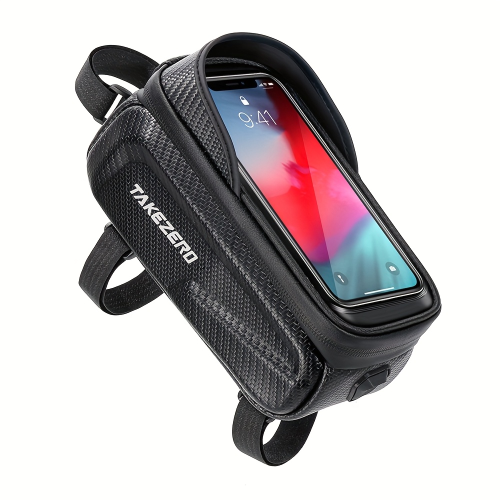TEMU Black Multi-storage Waterproof Bicycle Bag Touch Screen Top Riding Bag Front Pipe Rack Mountain Bike Road Bike Outdoor Cycling Bike Additions