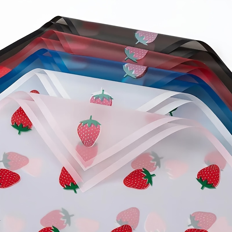 

elegant" 20-pack Strawberry Print Floral Wrapping Paper - Semi-transparent, Matte For Bouquets & Gifts, Ideal For Weddings & Festivals