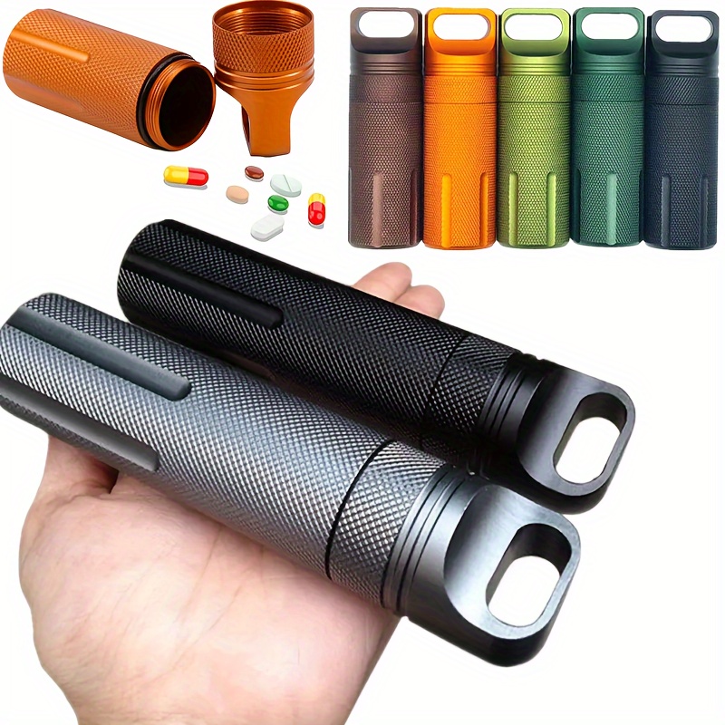 

Aluminum Alloy Waterproof Pill Case - Portable Sealed Medicine Bottle, Outdoor Storage Container, Single Piece