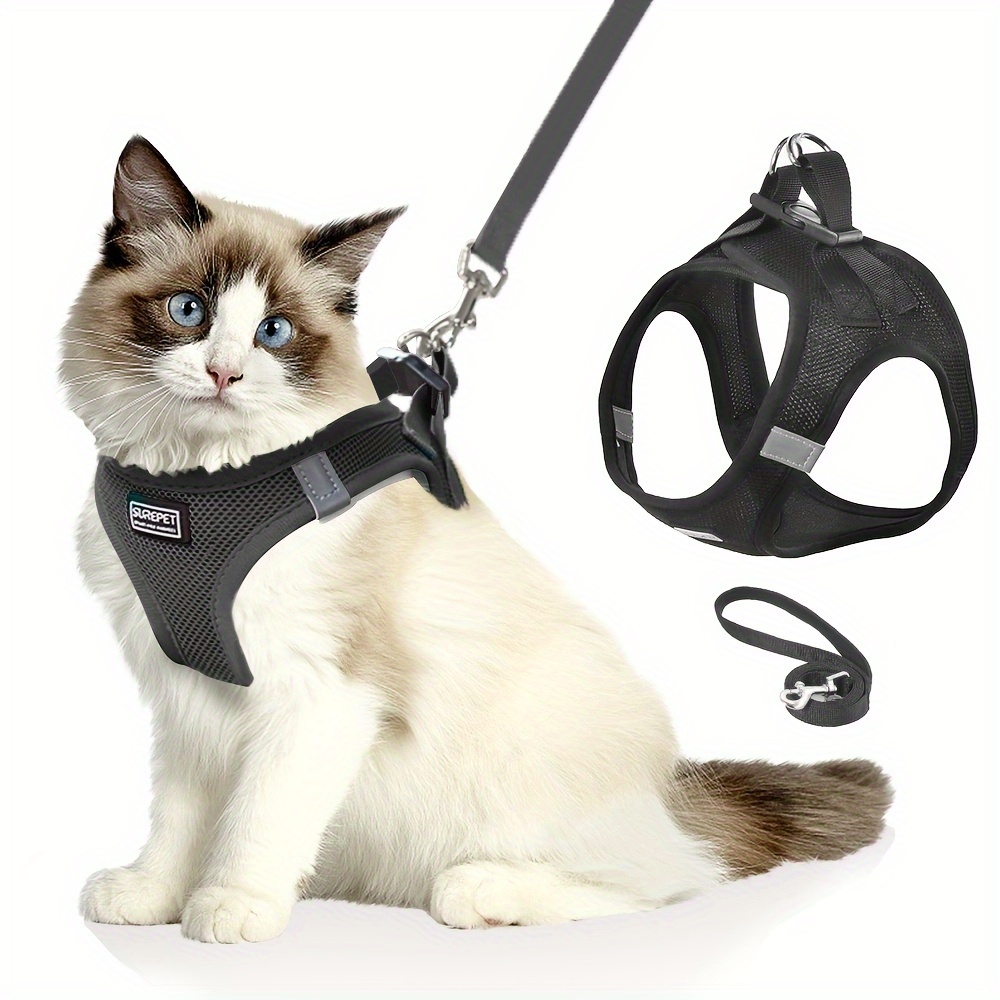 Cat Harness And Leash Set, Suitable For Walking, Anti-escape, Adjustable Soft Cat Vest, With Reflective Strips, Suitable For Cats, Comfortable Outdoor Vest