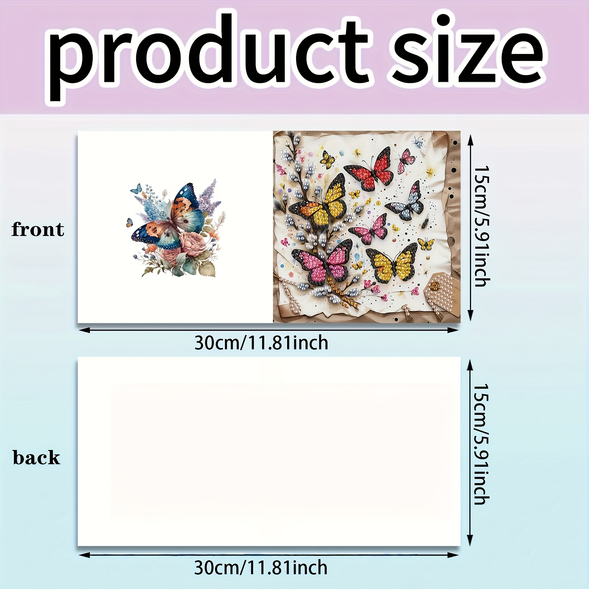 E-shop 12-teiliges Diamantmalerei-Set mit 6 Umschlägen + 6 Karten, Schmetterling Libelle Insekten-Thema Grußkarten-Sammlung,