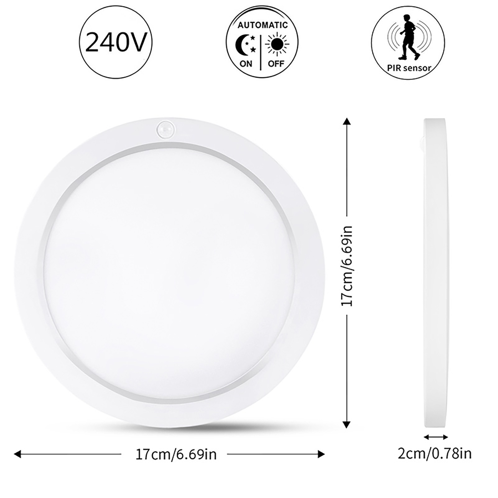 12W Ceiling Light Panel with Human Body Sensor