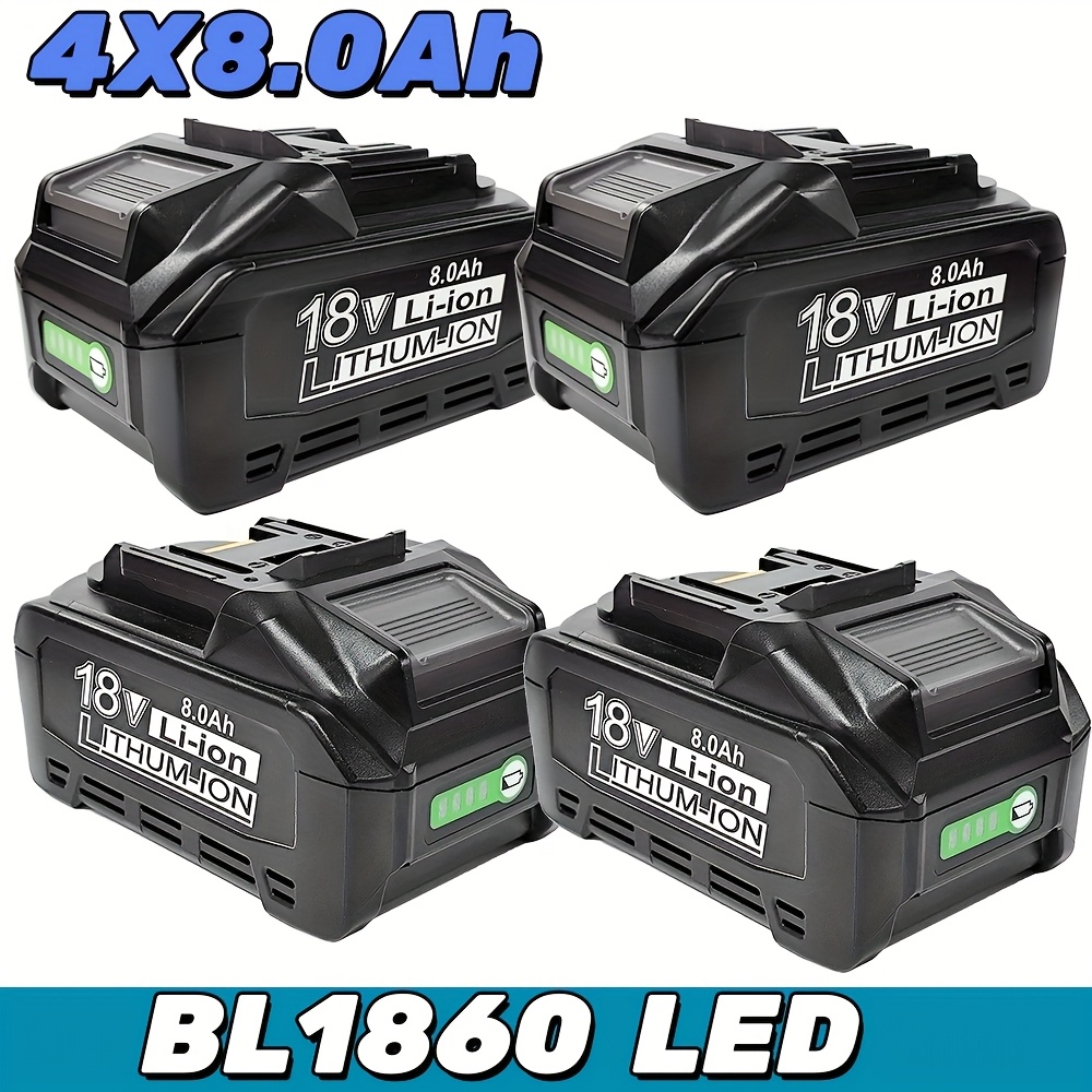 Image of 4pcs 8.0ah Bl1860b Battery Replacement Compatible With Makita 18v, For Makita 18 Volts Bl1860 Bl1820 1830b 1840b 1850b Bl1825 194309-1 194205-3 194204-5 Lxt400, With Led Indicator Cordless Power Tools
