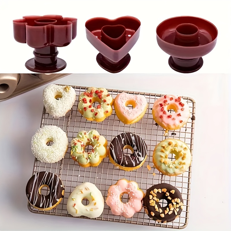 

3pcs Donut Molds Set, Easy-release Plastic , Reusable Fondant Molds For Diy Baking For Perfect Baking, Home Kitchen For Beginner And Pastry Lovers