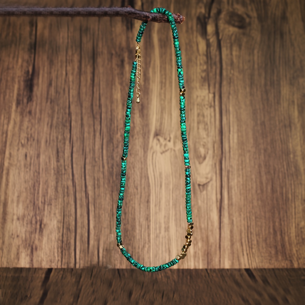 Boho Malachite Necklace with Natural Stone Beads