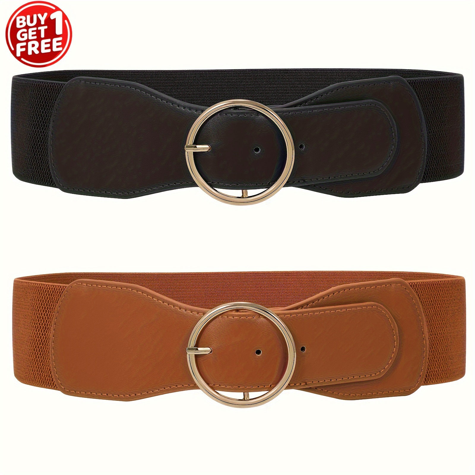 Ruicyg 2pcs Women's Wide Elastic Waistband Vintage Thick Stretch Belt For Dresses