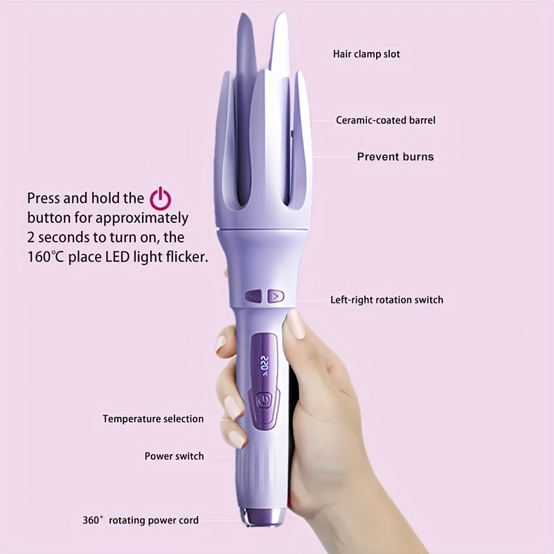 Automatic Hair Curler - 1pc Electric Rotating Hair Curler with Anti-Tangle and Anti-Scald Design, Portable Heated Hair Curler