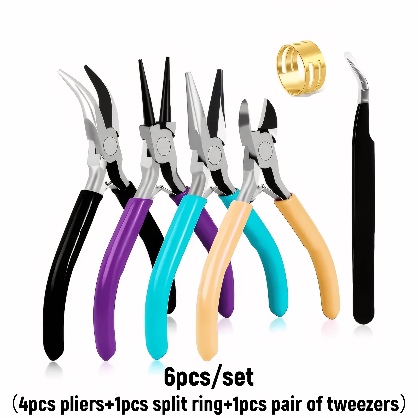TEMU 6 pièces de pinces pour bijoux - Pince à , pince ronde, coupe-fil, pince , pincettes, ouvre-bague - Outils de et d'encapsulation pour création
