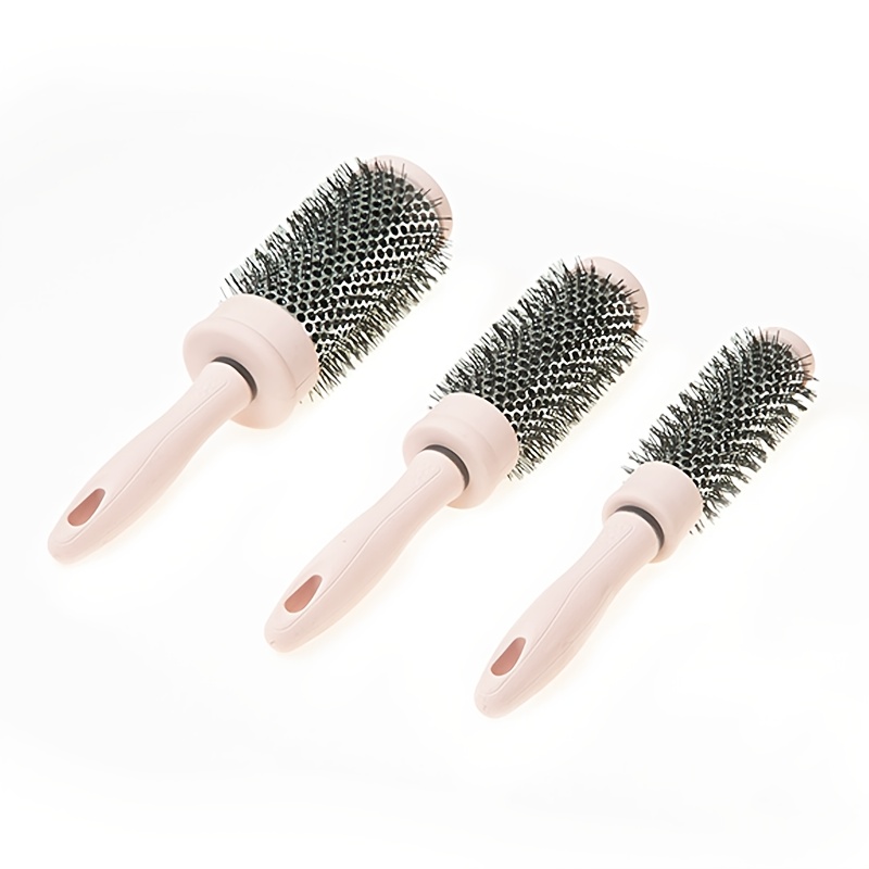 E-shop 3er-Set Rosa Zylinderkämme - Runde Bürsten für einfache, glatte Locken und glattes Haarstyling - Kunststoffborsten mit ABS-Kunststoffgriff,