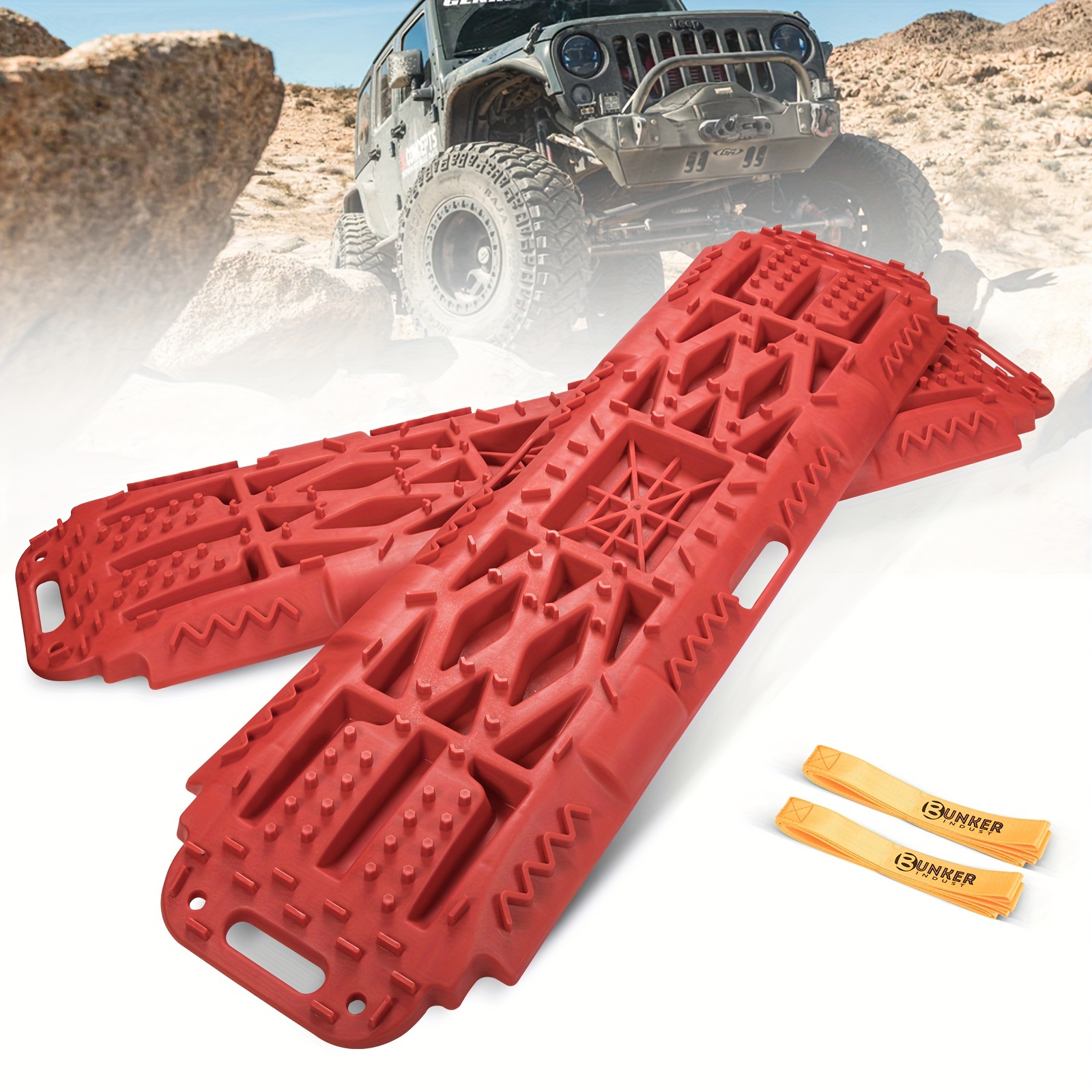 

Offroad Traction Boards With Jack Lift Base, Mud Sand Tracks Snow Tire Traction Mat Recovery Ramp For 4x4 Jeep Truck Suv Atv Utv Pair Red Traction Pads