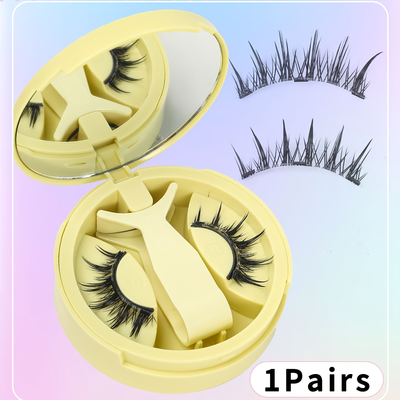 TEMU 1 Pair Magnetic False Eyelashes, Cartoon False Eyelashes, Pointed To Enlarge Eyes, Natural And Fashionable, Convenient To Carry, Suitable For