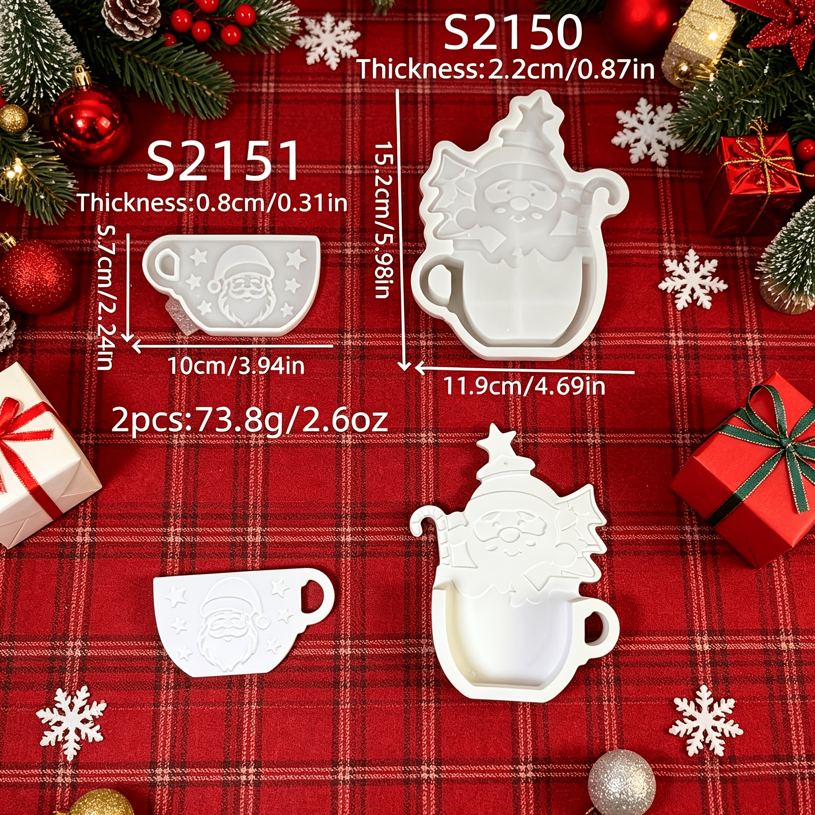 Image of Resin Silicone Mold Santa Claus Teacup Decorative Silicone Mold Diy Candle Silicone Mold Gypsum Decorative Silicone Mold Candle Holder Silicone Mold Home Decoration Epoxy Resin Mold 74/s2150+s2151