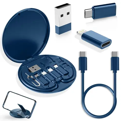 5 in 1 usb c charging cable fast charging for iphone devices tablets with data transfer sd card reading and phone stand support