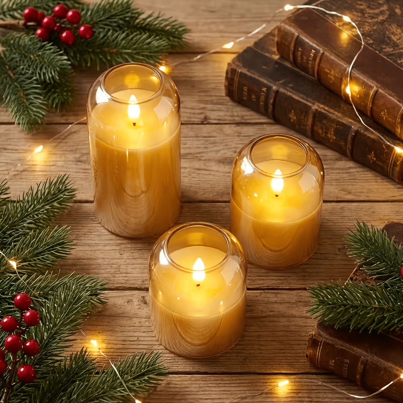 TEMU Bougie LED, Bougie flamme, Lampe à flamme de bougie, Bougie à flamme dynamique 3D à piles (piles non incluses), Convient pour les fêtes, , , les