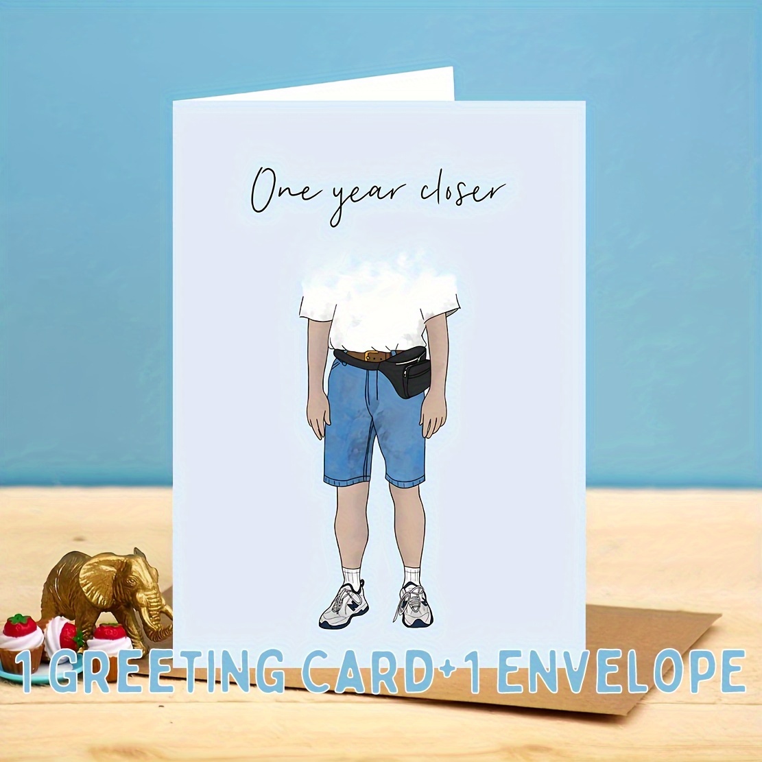 1 Year Closer - Cute, Funny Birthday Card, Dad, Boyfriend, Husband, Happy Birthday Greeting Card, For Him Including Envelope