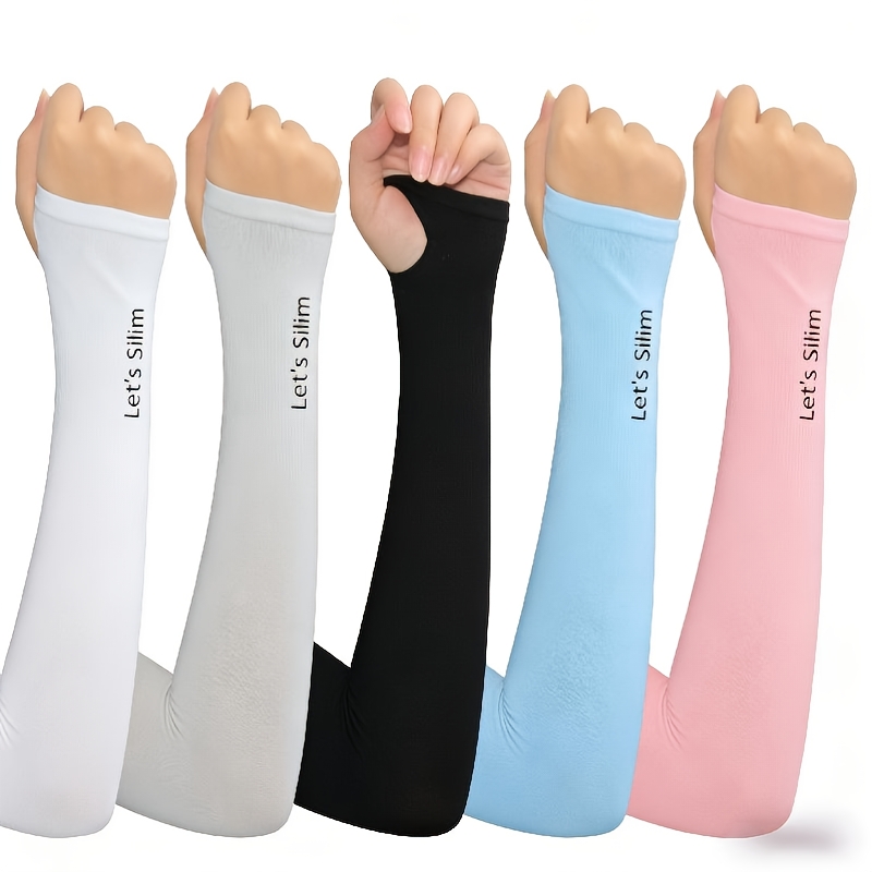 TEMU Lot de 5 manchettes rafraîchissantes d'été pour homme et femme, protège-bras pour vélo et conduite en extérieur, manchettes glacées simples