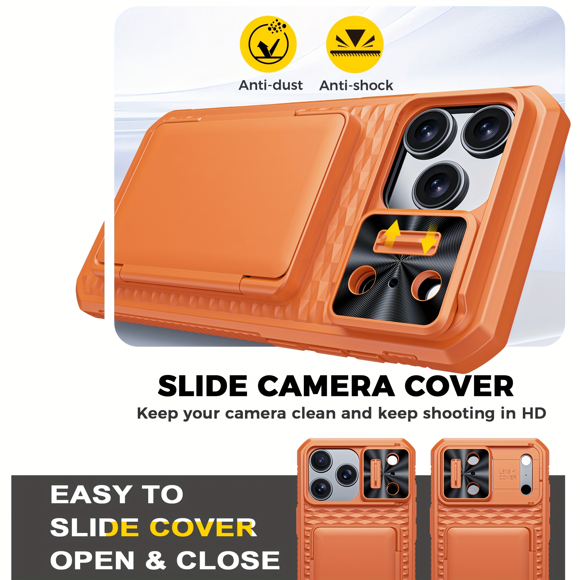 case wallet suitable for iphone 17 pro max, featuring   phone lanyard and an integrated card holder that can hold 4 to 5 cards. it   a sliding lens cover and   control capture button, making it a great gift for halloween, thanksgiving, christmas, or any holiday. Product details 6