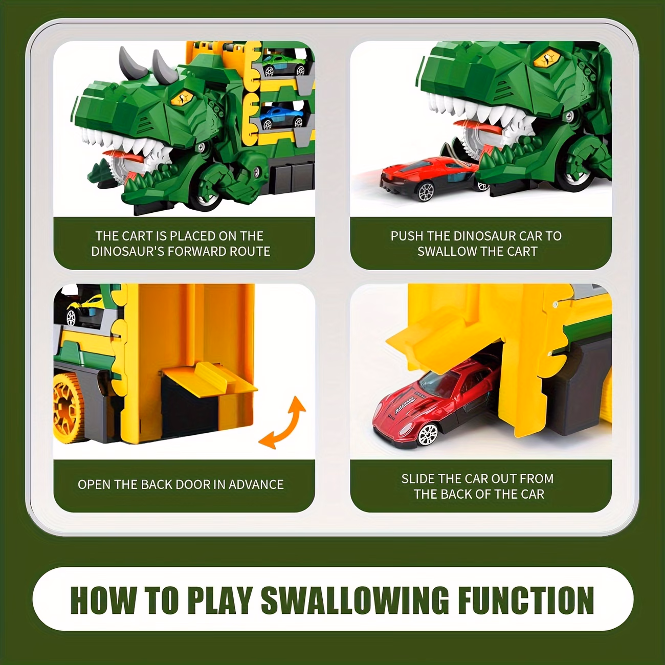 track toy set for boys transforming dinosaur truck childrens toy 6 vehicles garage playset suitable for kids ages 3 and up winter birthday gift for children Product details 1