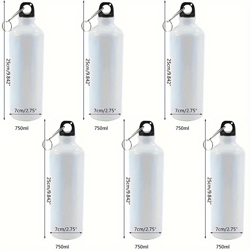 Image of 6pcs/lot - 750ml Insulated Aluminum White Bottles, Blank Sublimation Aluminum Water Bottle With Pendant , Sublimation White Designs For Hiking - & Vibrant Print