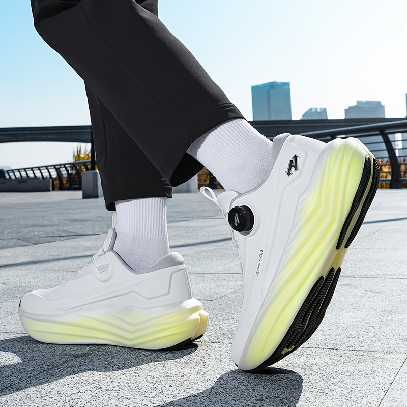 Spring New Men'S Thick-Soled Casual Shoes with Breathable Fabric, Featuring a Rotating Buckle, Versatile And Trendy for Outdoor Sports
