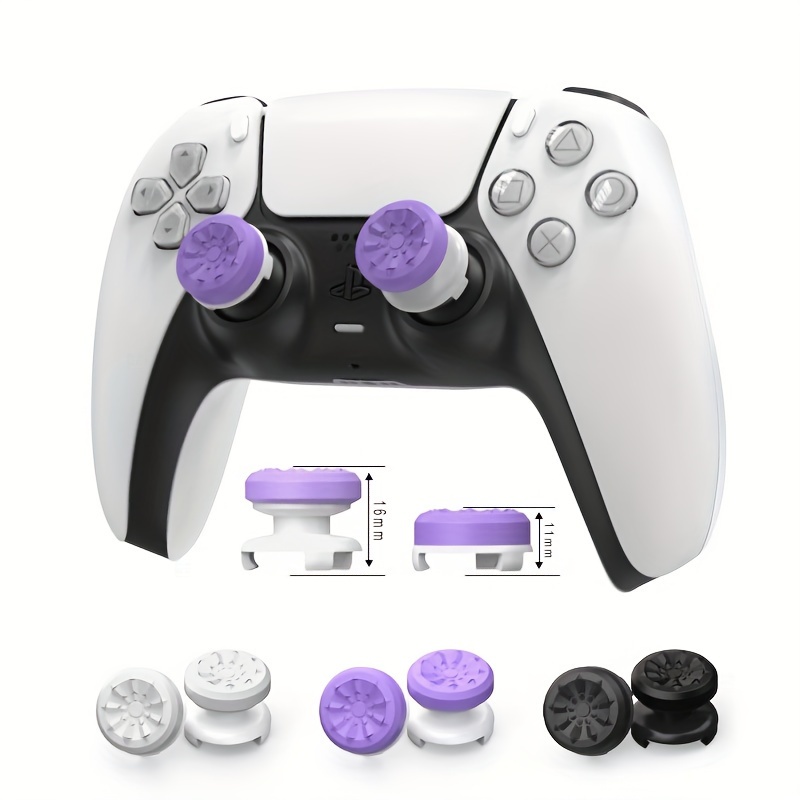 

2pcs Black, White And Purple For Fps Performance Thumbsticks, Compatible With Ps5 And Ps4 Controllers, Anti-slip, Wear-resistant - 1 High Position, 1 Medium Position