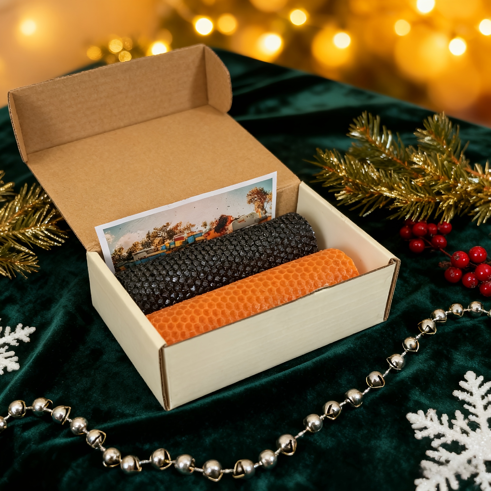 Un juego de 2 velas de cera de abeja, velas festivas, cera de abeja enrollada, velas de cera de abeja naranja hechas a mano, negras, tamaño 5X15Cm, tiempo de combustión prolongado, adecuadas para Navidad, Halloween, fiestas, decoración del hogar, velas de invierno, Día de San Valentín, Hanukkah