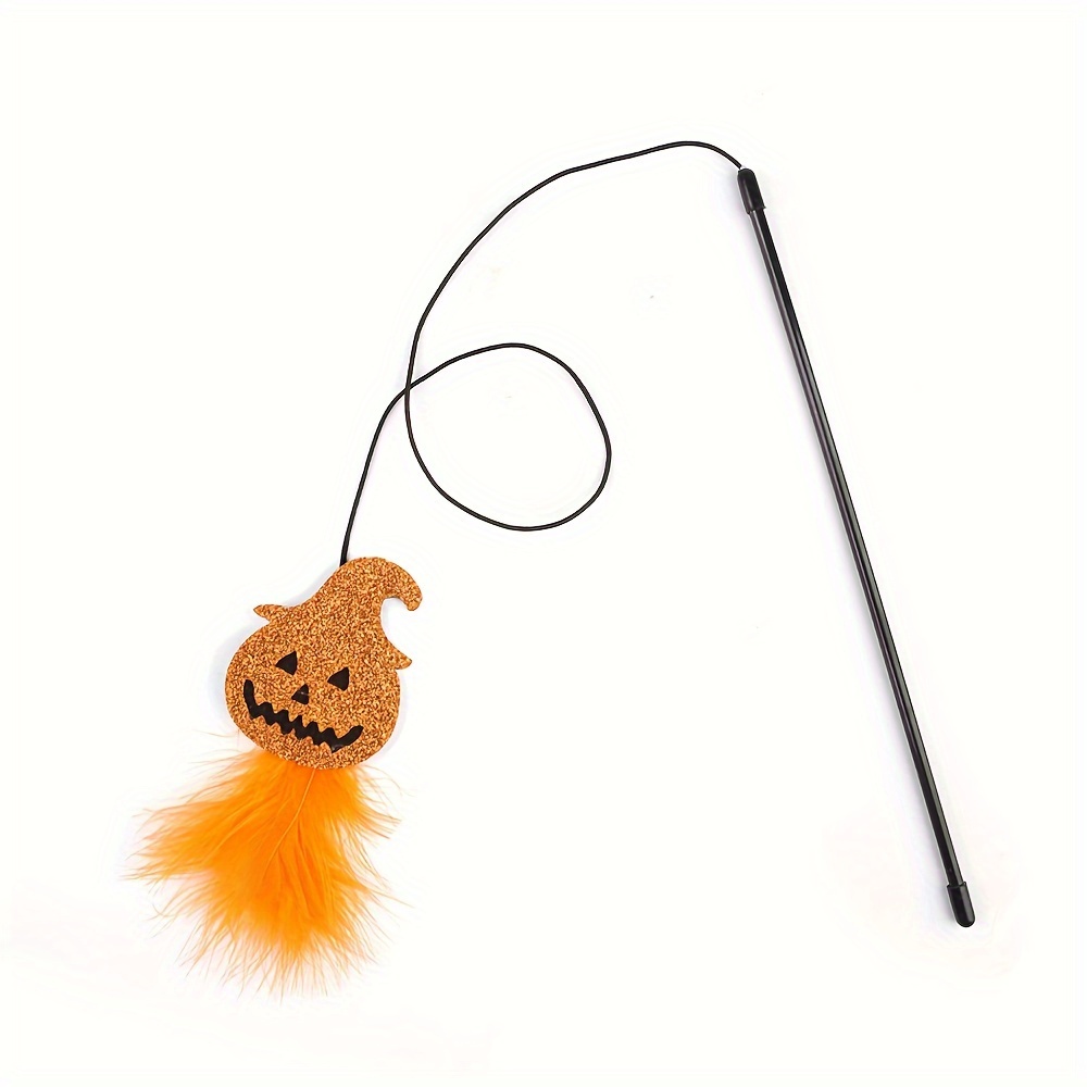 TEMU 1 pz Giocattolo per con design di Halloween - Zucca Pipistrello, bastoncino interattivo per a forma di piuma artificiale / Realizzato in di