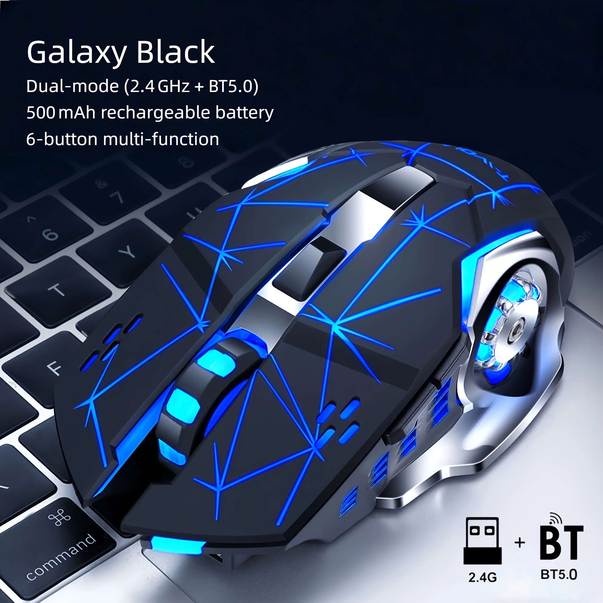 TEMU Rechargeable Mouse- Bt+ 2.4g Wireless Mouse, Rgb Gaming Mouse, Silent Clicks, Long , - For Extended Work& Gaming- Computer& Gaming Accessories
