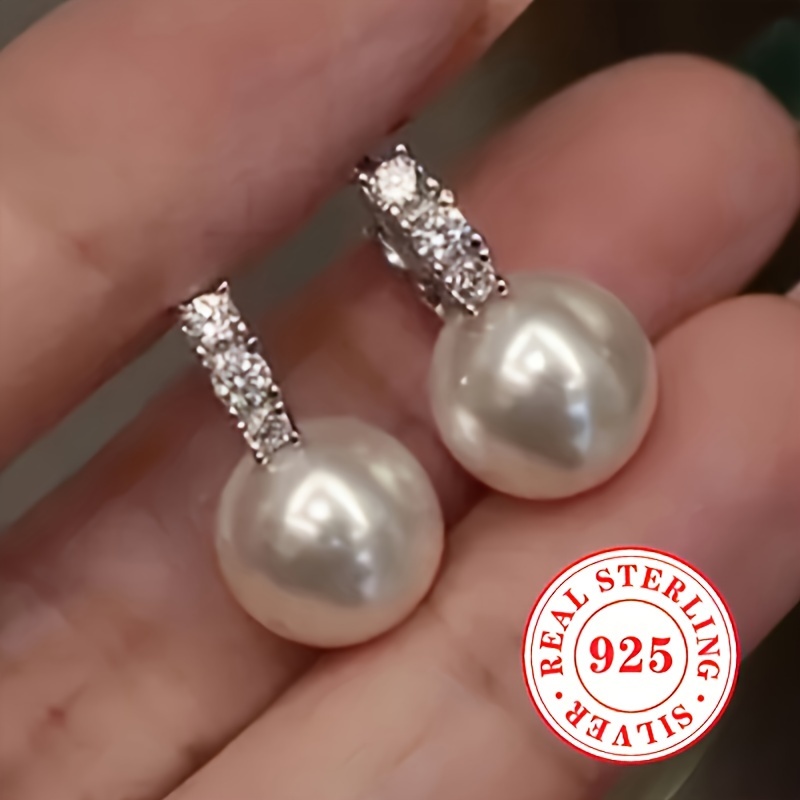 

1 Pair Of Fashion Hoop Earrings For Women 4g S925 Sterling Silver With Pearl Drop Earrings Elegant Bridal Wedding Banquet Temperament Earrings Jewelry