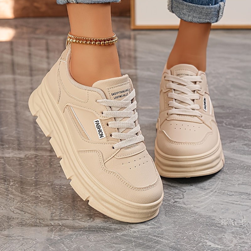 Women's Casual Sneakers, Comfortable For , Minimalist Running Shoes, Versatile And Elegant Preppy Style, Thick Sole