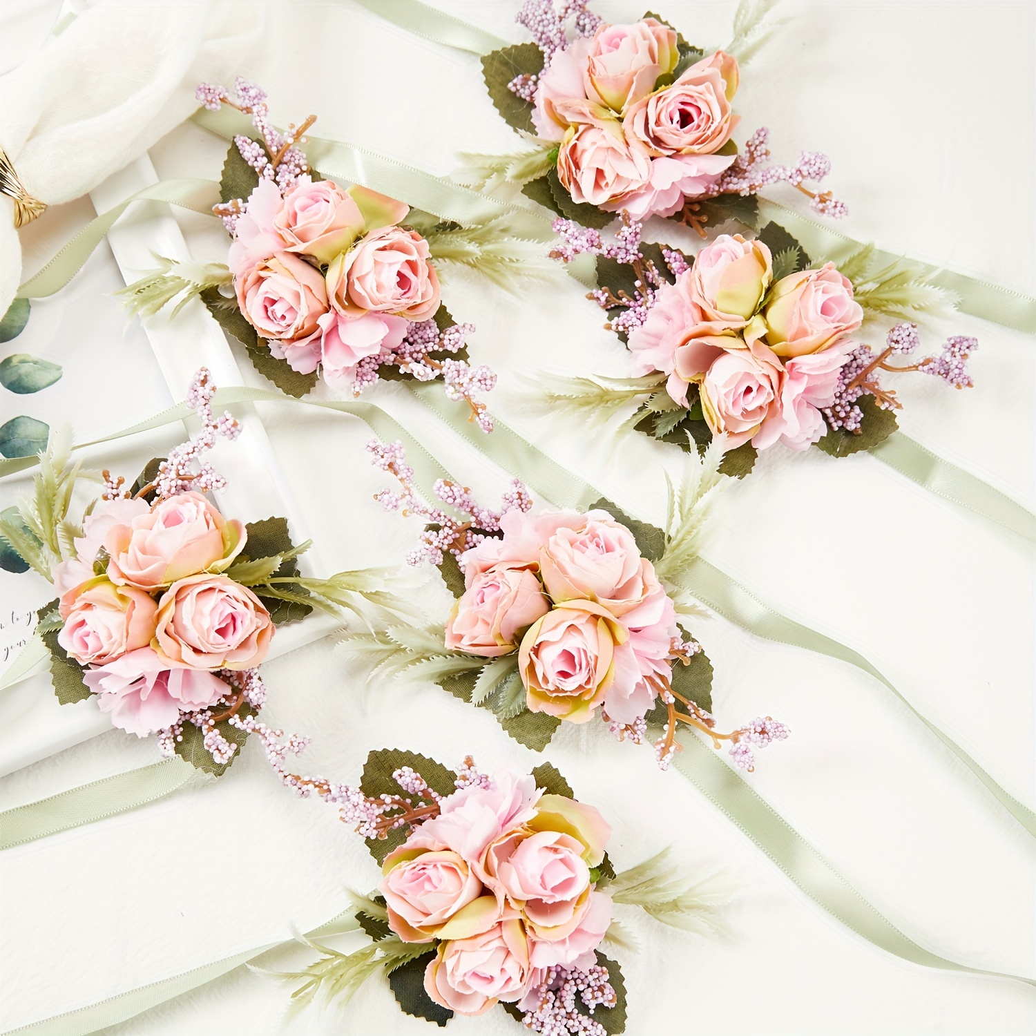 Weiße Ansteckblume & Corsage Set – Künstliche Rose Für Hochzeit, Abschlussball – Mit Clip & Armband