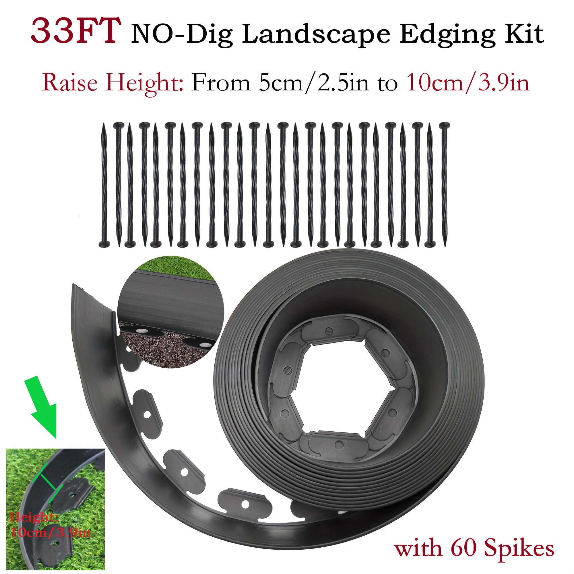 

The Kit, Includes 33 Ft Of And 60 , For Landscaping, And Lawns[height: 3.9in]