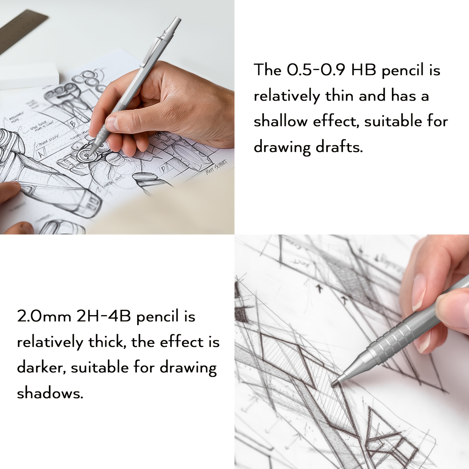 Metal Mechanical Pencil Set with 396 Leads for Art and Drafting