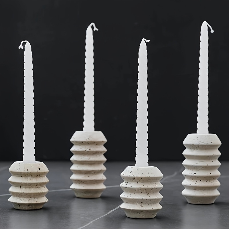 One Natural Marble Candle Holder | Classic Roman Travertine Candle Stand, High Aesthetic Craft Decor, Suitable For Home And Commercial Use, Weddings, Parties, Festivals Perfect Decoration
