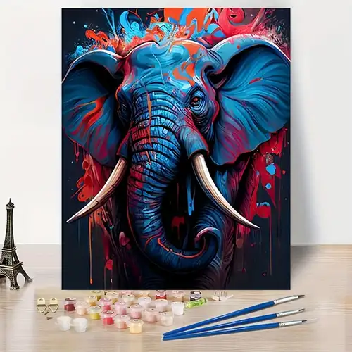 1pc Pintura Diy Por Números Para Adultos Elefante Animales - Temu