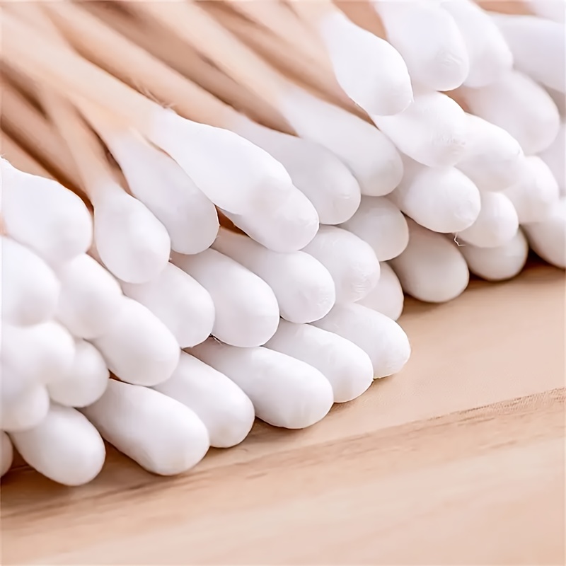 100/300/500/800pcs JIYAN Premium Dual-Tip Swabs - Hypoallergenic, Lint-Free & Alcohol-Free Reusable Ear Cleaning & Makeup Applicator Sticks with Individually Wrapped Hygienic Packaging for Sensitive Light Beige