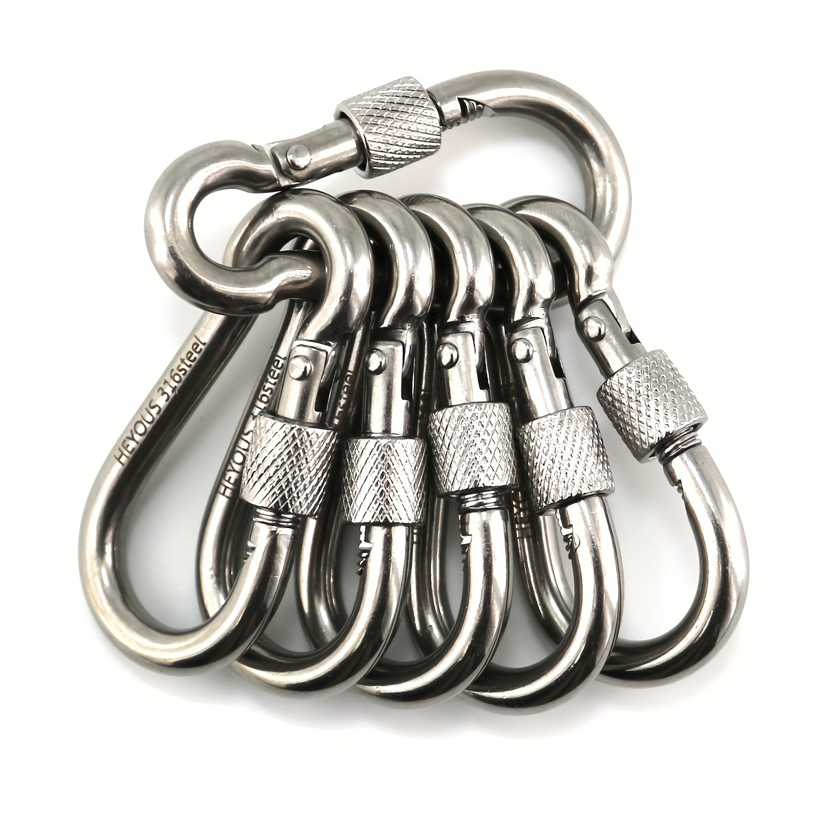 4/6pcs 3.16in/(2.38in Stainless Steel Locking Carabiner Clip Heavy Duty  Snap Spring Hook