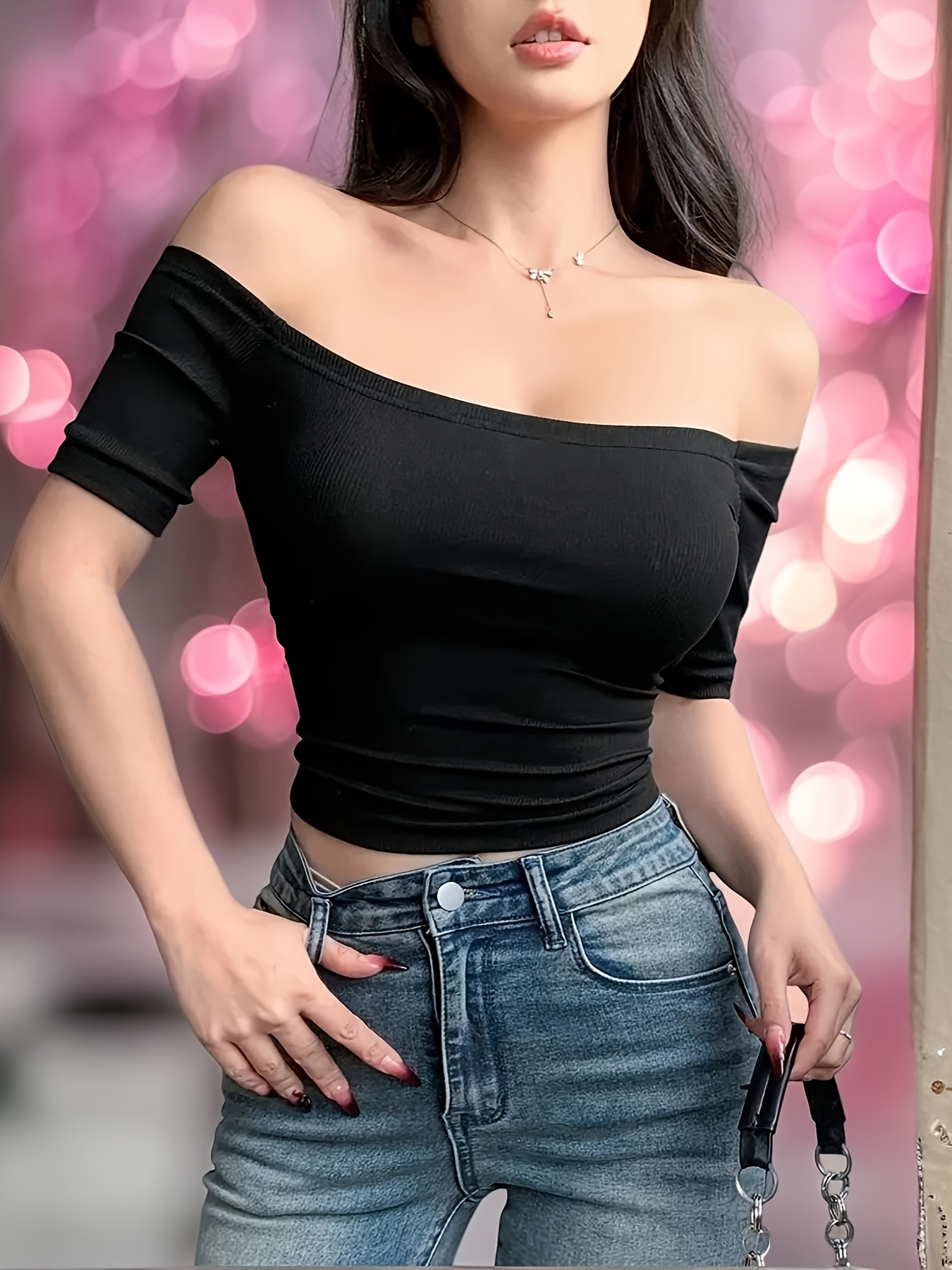 corto sexy hombros descubiertos mujer Temu Spain