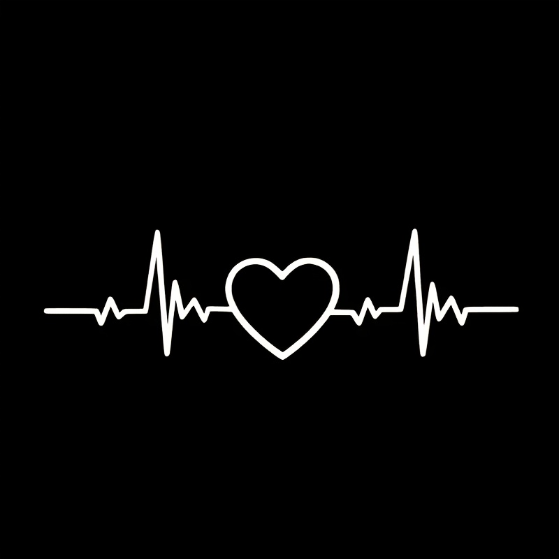 1pc Heartbeat Heart-shaped Car Sticker, Using Ecg Heart-shaped Design, Suitable For Cars, Motorcycles, Laptops, Home Decoration And Any Flat Surface. It Has Good And Is Waterproof - Vinyl Decal