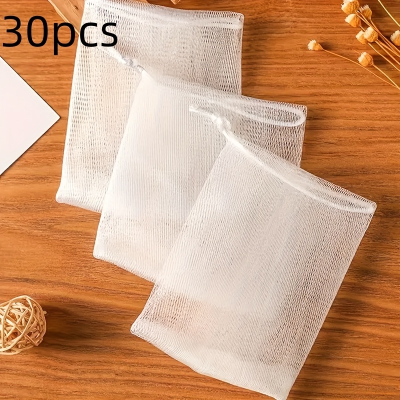 Image of 30pcs,exfoliating Mesh Soap Storage Bag, Fragrance-free Double Foam Mesh Soap Bag, Foaming Foam Face Cleaning Drawstring Holder Bag