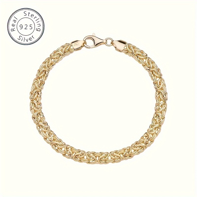 

925 Sterling Silver Plated 18k Golden High Quality Diamond Cut Cuban Grass Rope Bracelet, Girlfriend Valentine's Day Mother's Day Gift Mother's Christmas Wedding Gift, Gift Box