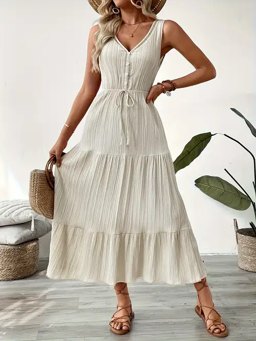 Summer New Women'S Casual Vacation Sleeveless Textured Dress Summer New Women'S Casual Vacation Sleeveless Textured Dress