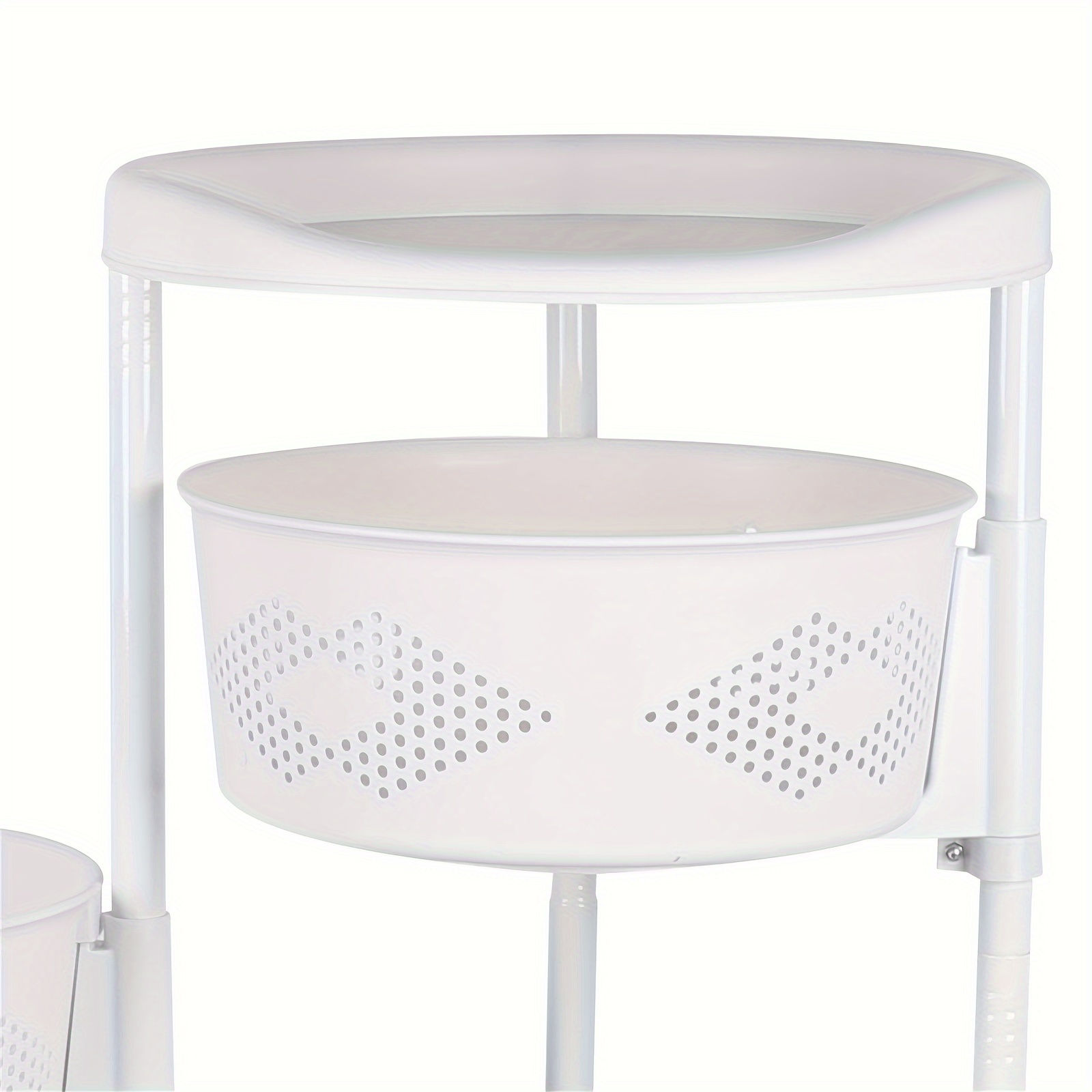 Estante de almacenamiento giratorio redondo de cinco niveles para cocina, carrito de almacenamiento rodante para frutas y verduras, apto para cocina, sala de estar, dormitorio, cuarto de baño, color blanco, detalles 8