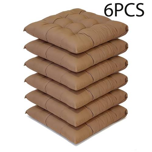 6pcs set of dining chair cushions thickened square pads with straps soft fabric able cushion suitable for kitchen desk garden rocking chair home accessory ideal for
